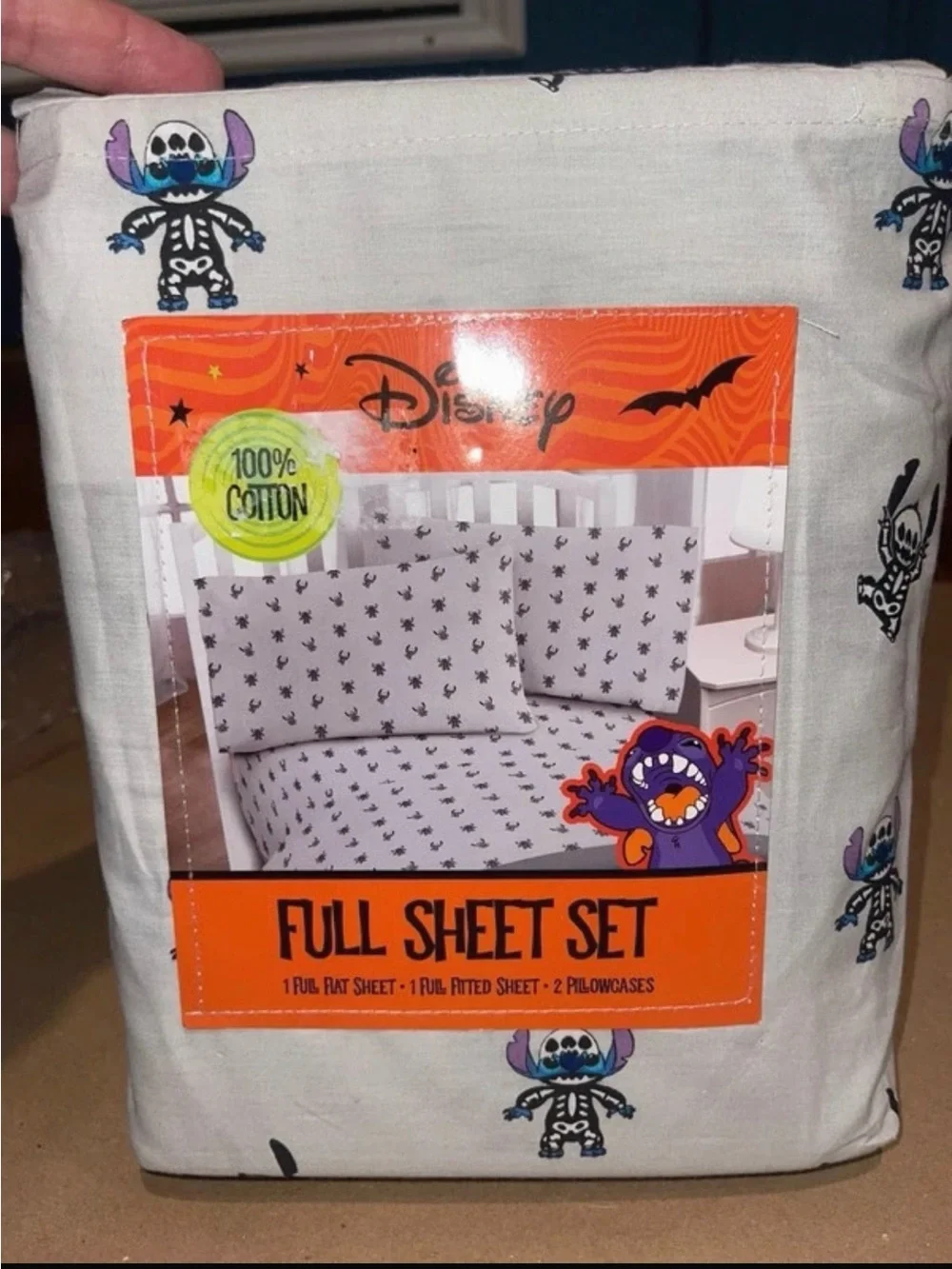 Stitch Halloween Skeleton Full Sheet Set 4pc 100% Cotton